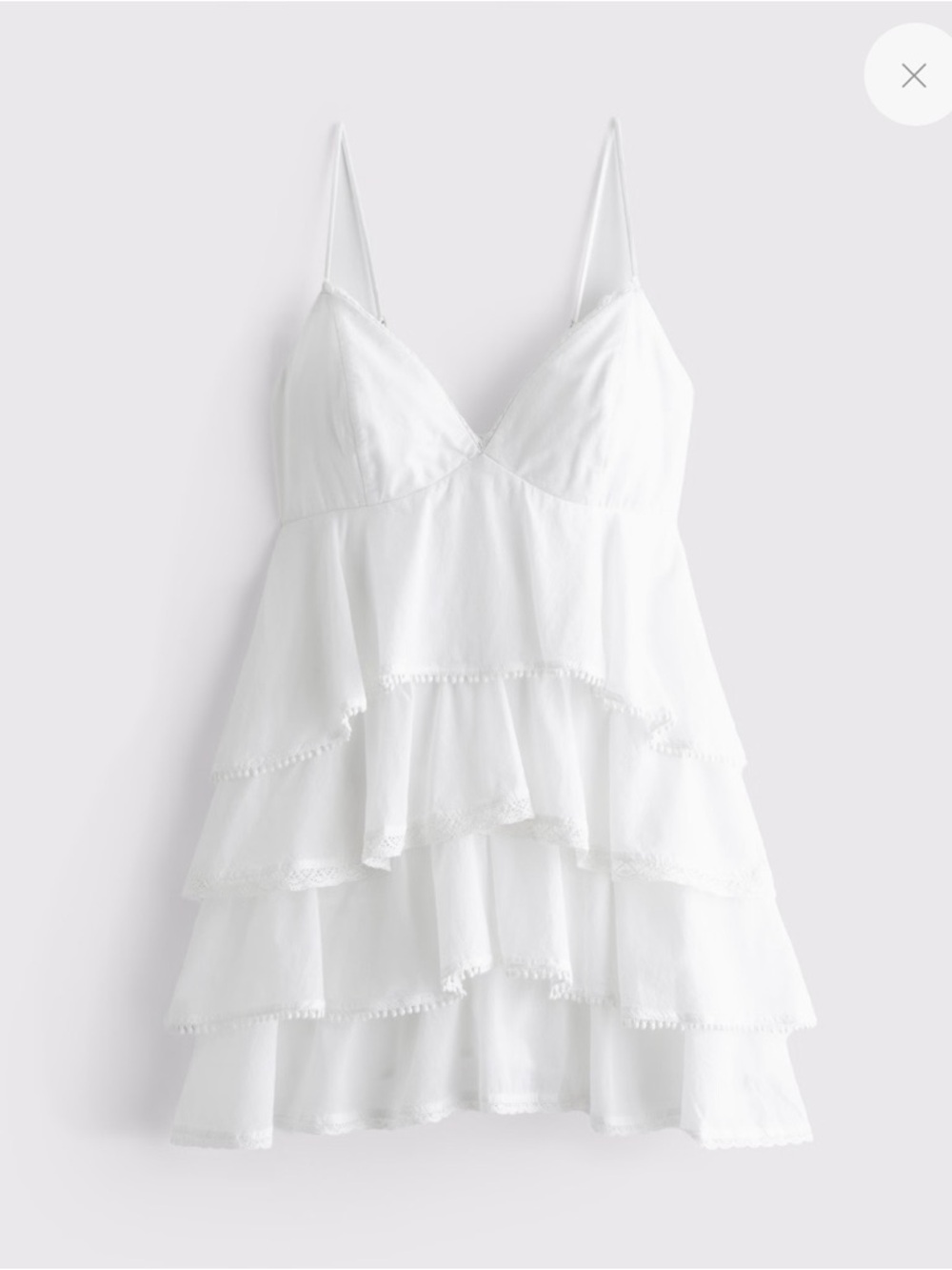 Abercrombie V Neck White Ruffle Tiered Mini Dress